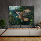 Hawk Flight Forest Background 13 Wall Art