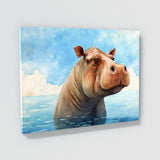 Hippopotamus Cute Hippo Blue Sky 3 Wall Art