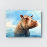 Hippopotamus Cute Hippo Blue Sky 3 Wall Art