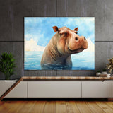 Hippopotamus Cute Hippo Blue Sky 3 Wall Art