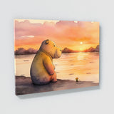 Hippopotamus Cute Hippo Sunset 16 Wall Art