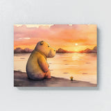 Hippopotamus Cute Hippo Sunset 16 Wall Art
