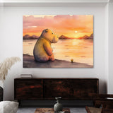 Hippopotamus Cute Hippo Sunset 16 Wall Art