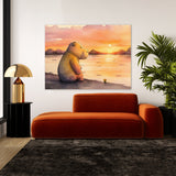 Hippopotamus Cute Hippo Sunset 16 Wall Art