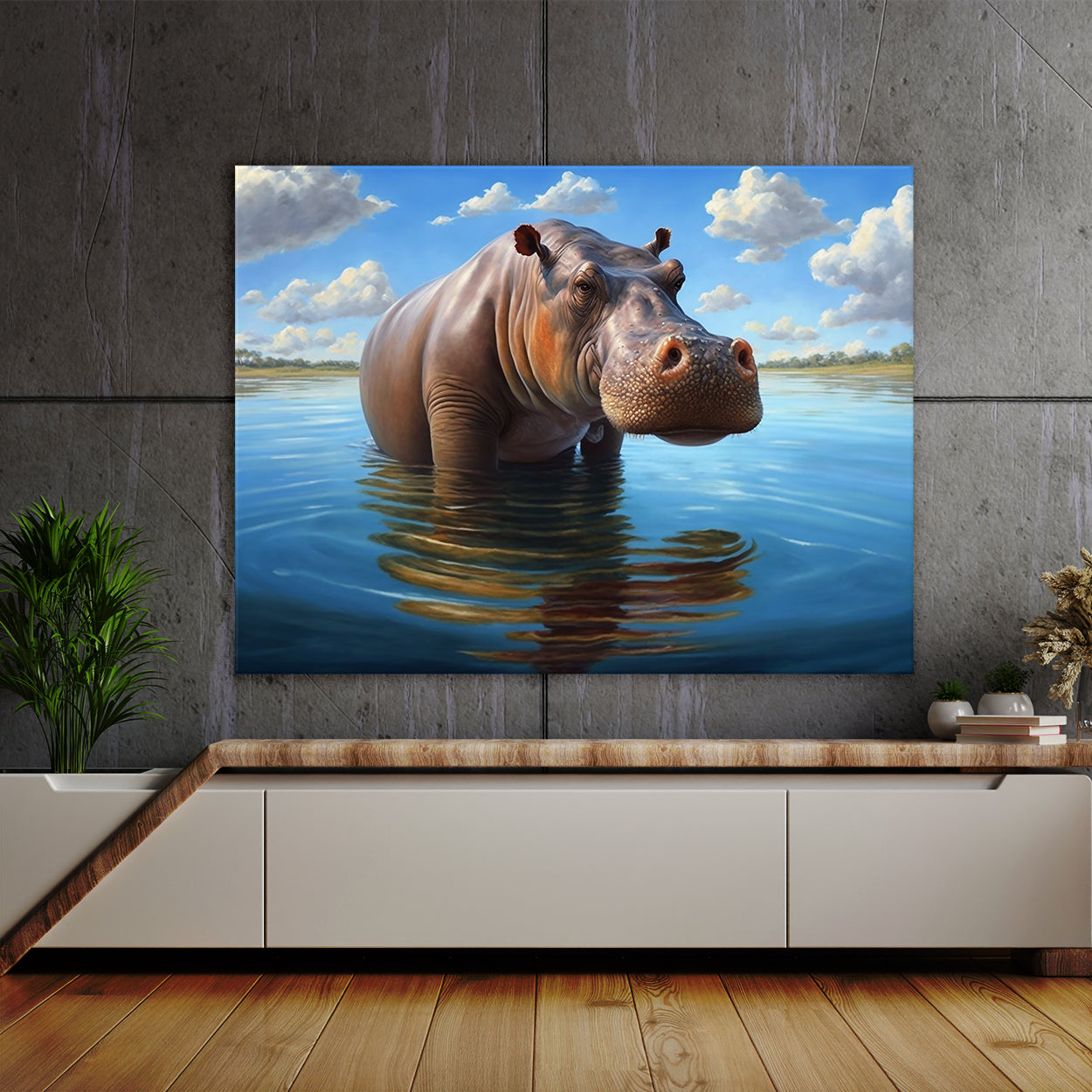 Hippopotamus Realistic Hippo 14 Wall Art