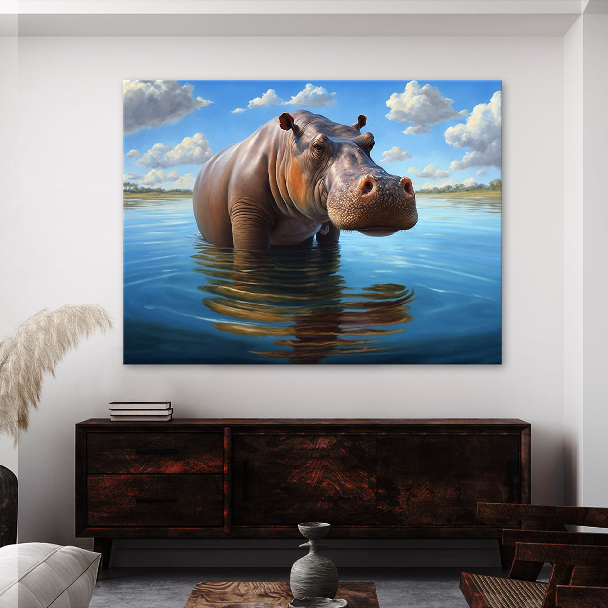 Hippopotamus Realistic Hippo 14 Wall Art