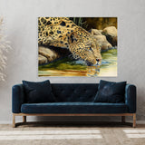 Leopard Drinking Stream 16 Wall Art