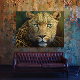 Leopard Portrait Green 2 Wall Art