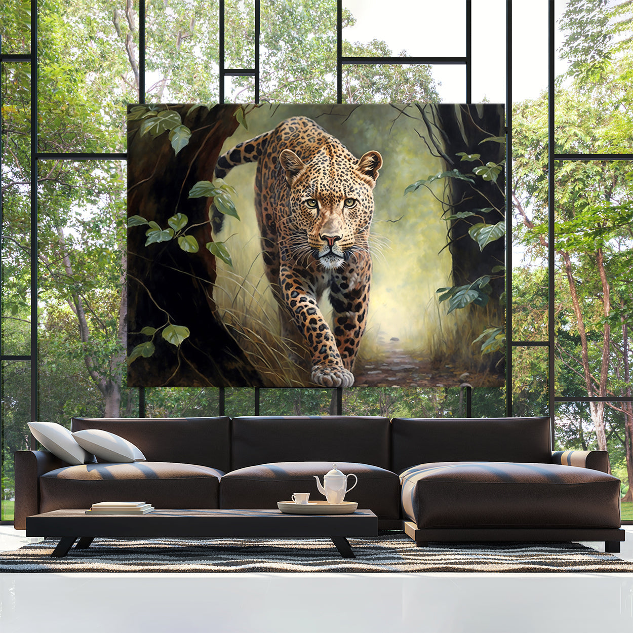 Leopard Realistic Forest 3 Wall Art