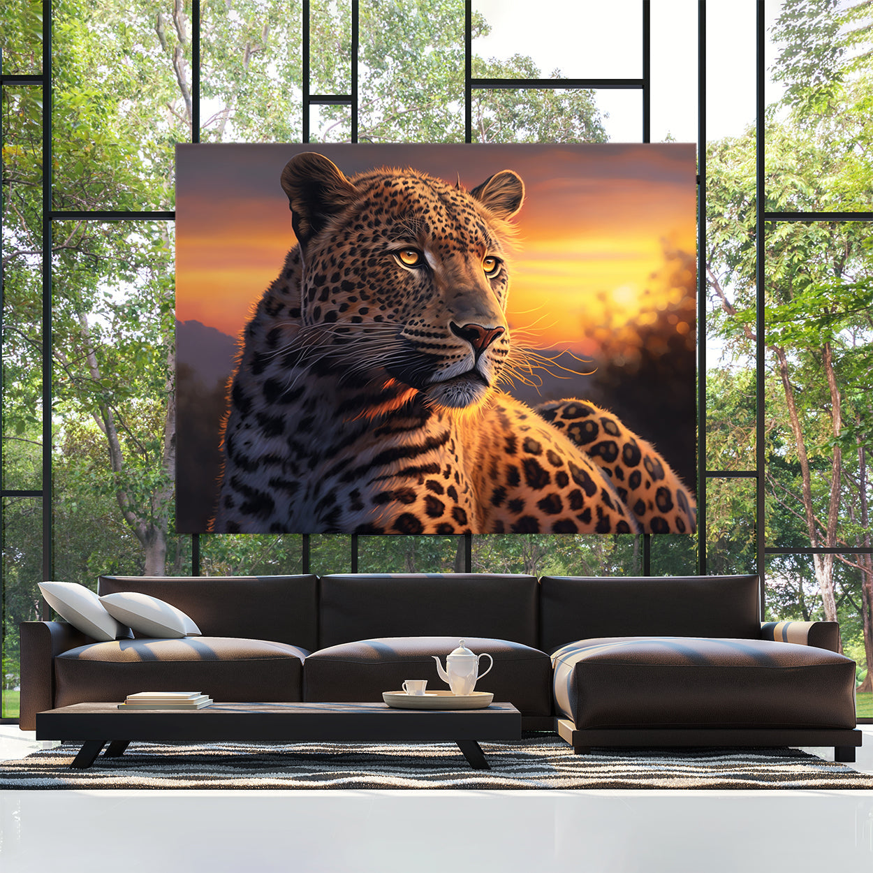 Leopard Realistic Sunset 8 Wall Art