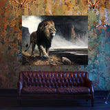 Lion Atmospheric Rocky Mountain 5 Wall Art