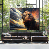 Lion Hunting Sky Drama 4 Wall Art
