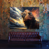 Lion Hunting Sky Drama 4 Wall Art