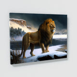 Lion In Snowy Winter Landscape 68 Wall Art