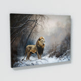 Lion In Snowy Winter Landscape 98 Wall Art