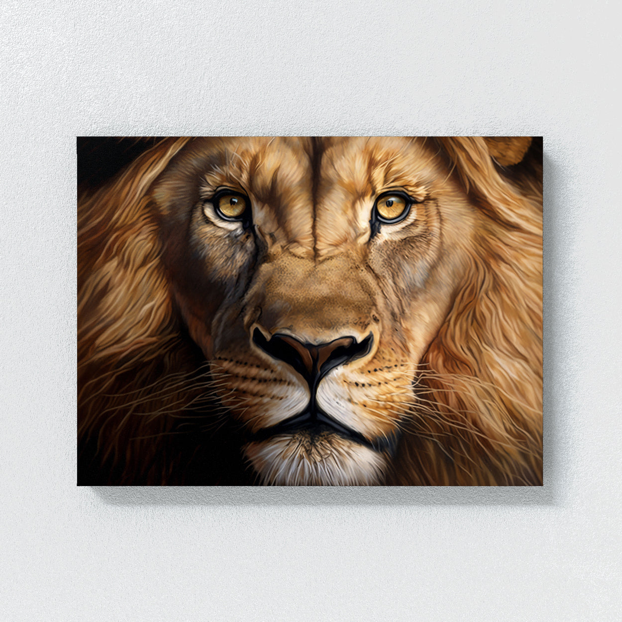Lion Realistic Face Close Up 14 Wall Art