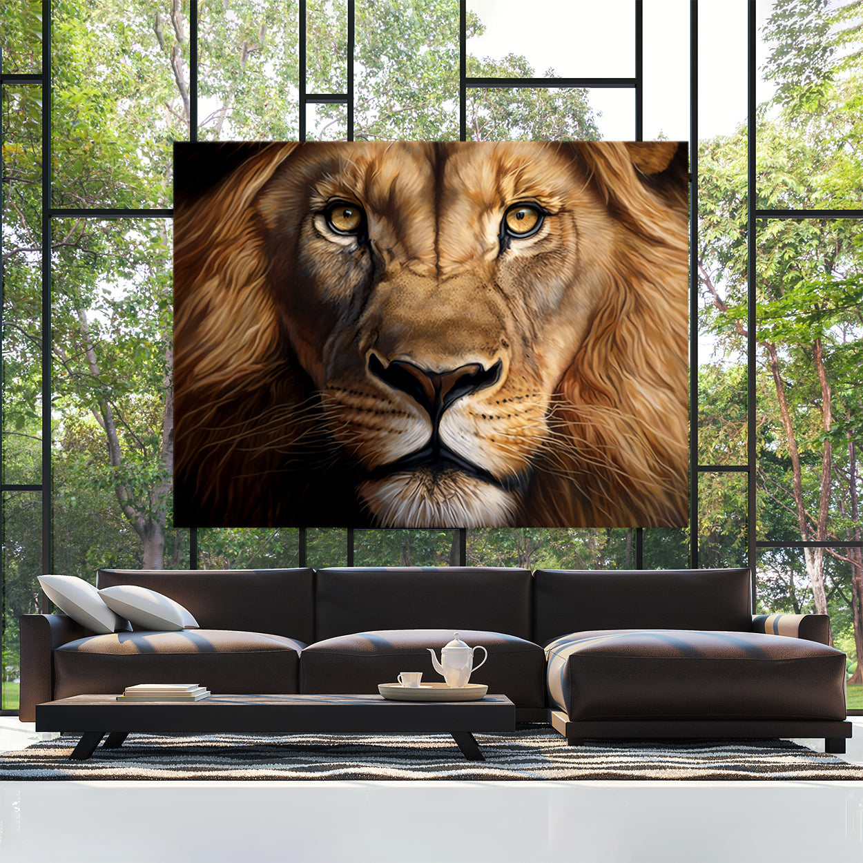 Lion Realistic Face Close Up 14 Wall Art