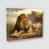 Lion Realistic Landscape 19 Wall Art
