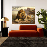 Lion Realistic Landscape 19 Wall Art