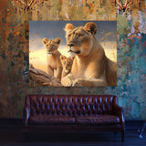Lioness African Family Sunrise 9 Wall Art