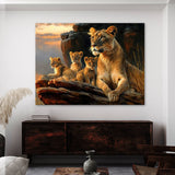 Lioness African Family Sunset 5 Wall Art