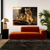 Lioness African Family Sunset 5 Wall Art