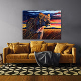 Lioness In Savannah Sunset 1 Wall Art