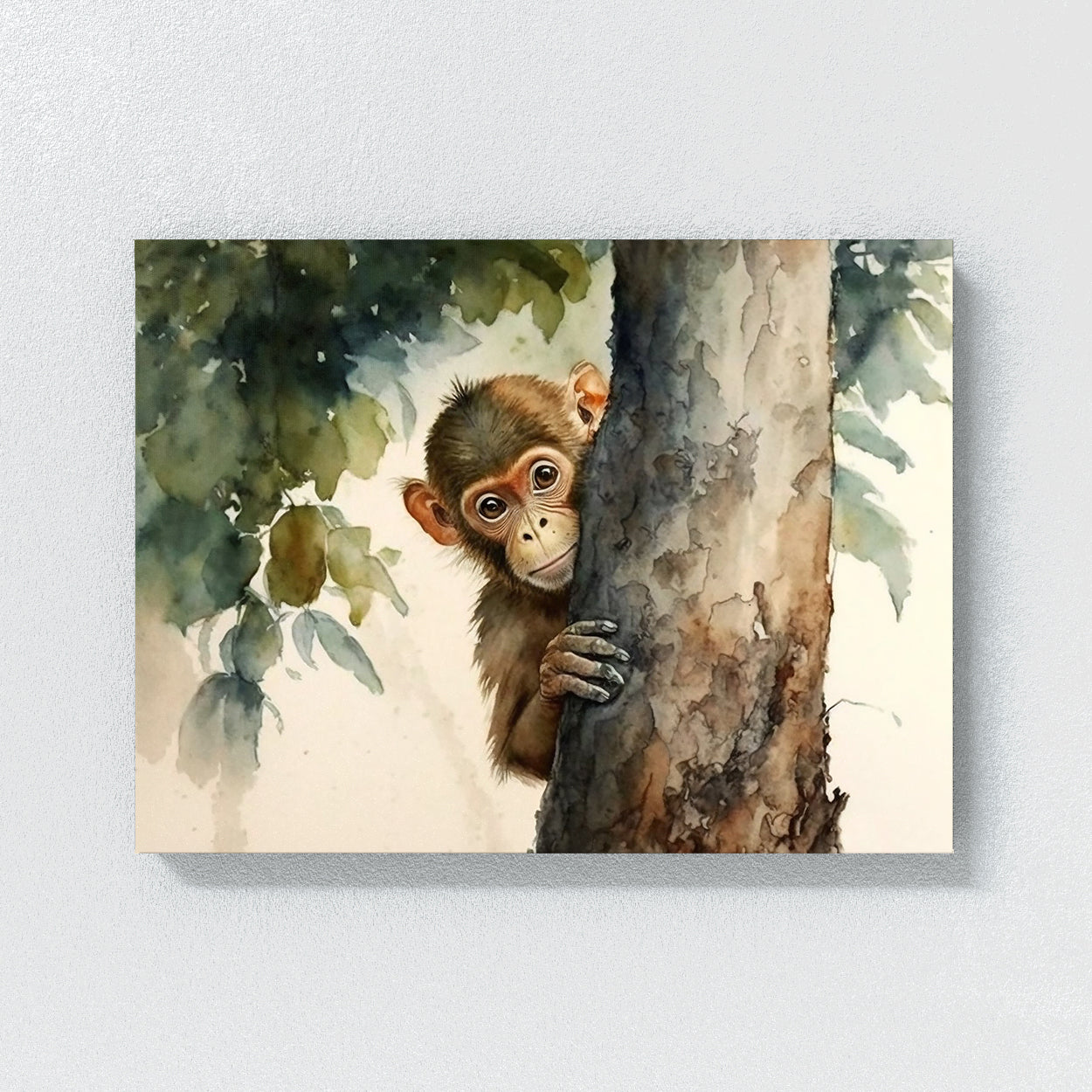 Monkey Curious Watercolor 4 Wall Art