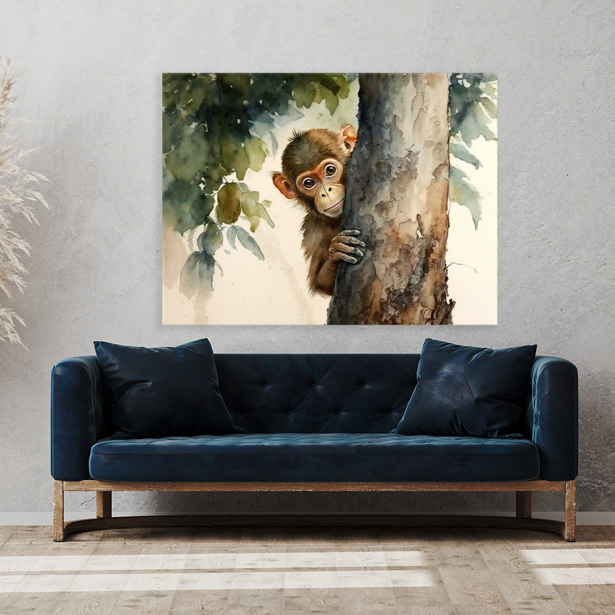 Monkey Curious Watercolor 4 Wall Art