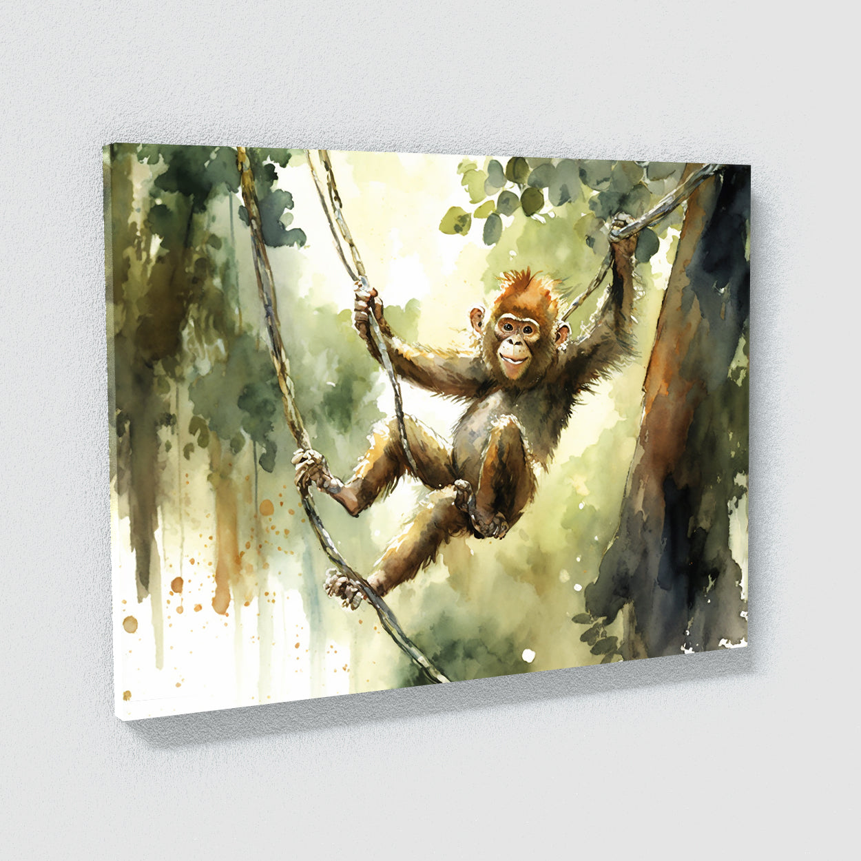 Monkey Jungle Watercolor 15 Wall Art