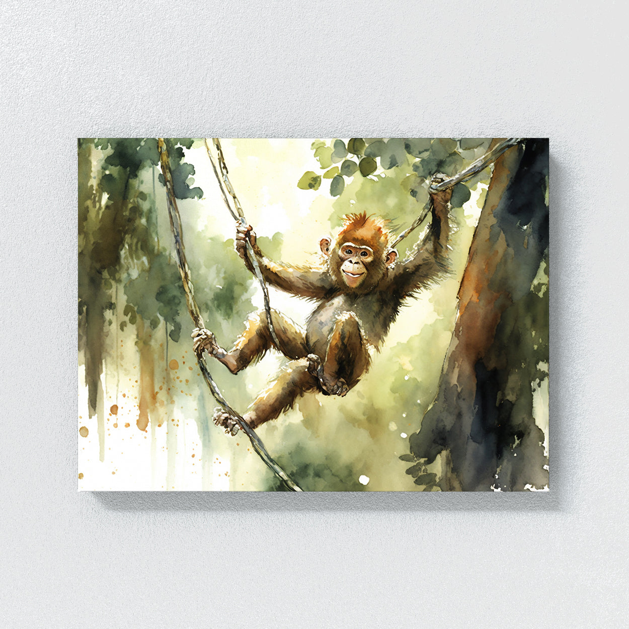 Monkey Jungle Watercolor 15 Wall Art