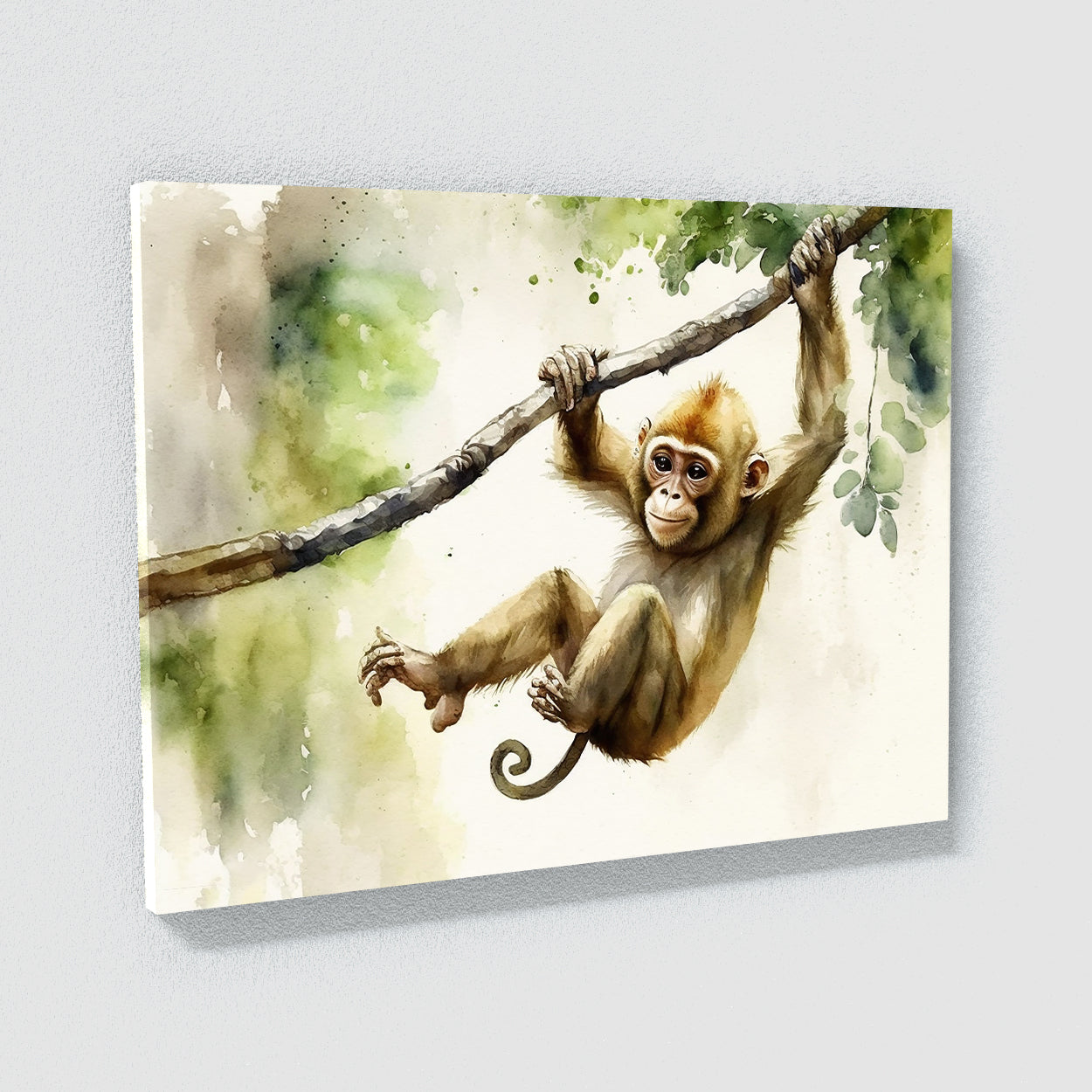 Monkey Playful Watercolor 2 Wall Art