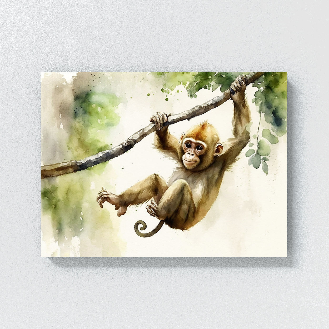 Monkey Playful Watercolor 2 Wall Art