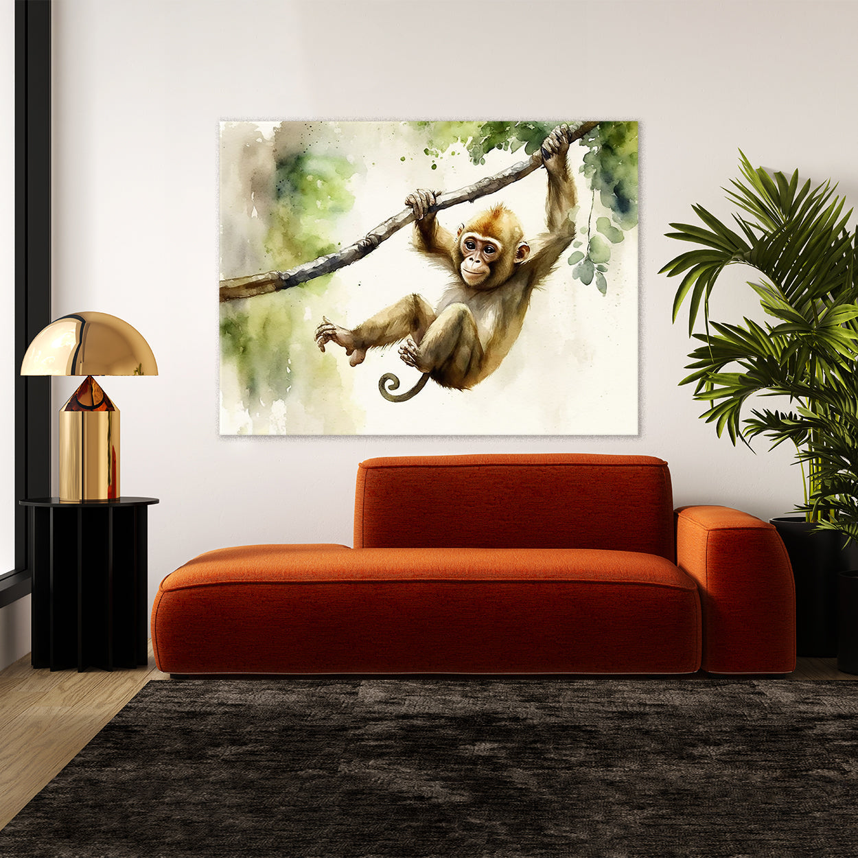 Monkey Playful Watercolor 2 Wall Art