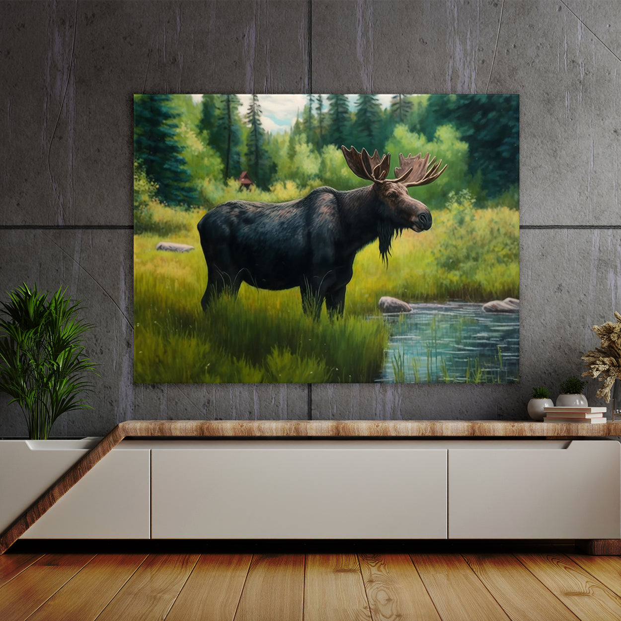 Moose Realistic Meadow 20 Wall Art