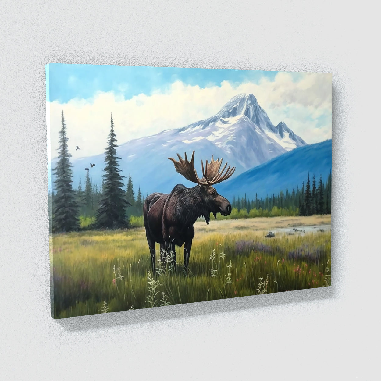 Moose Realistic Meadow Mountain 9 Wall Art