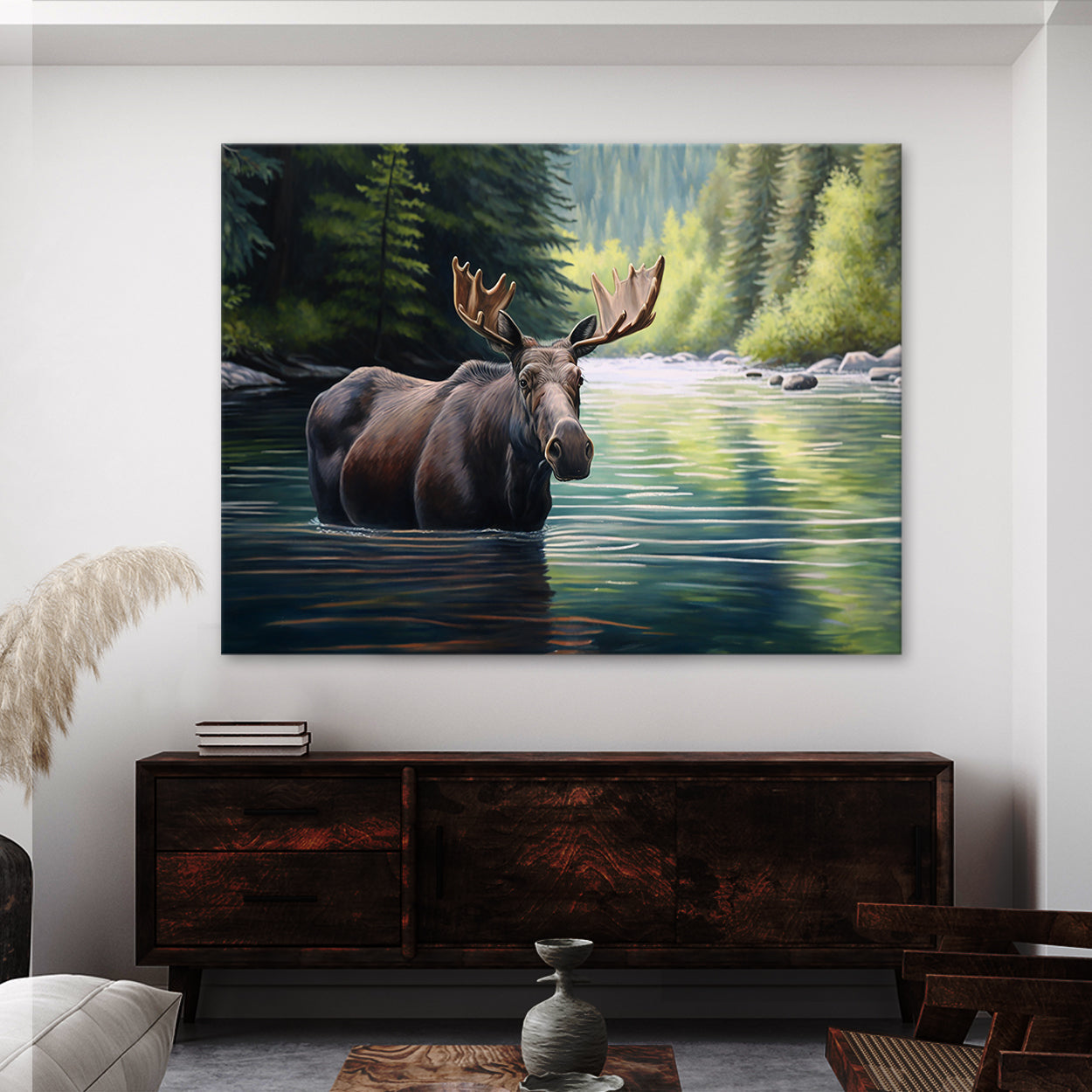 Moose Realistic Scene 4 Wall Art