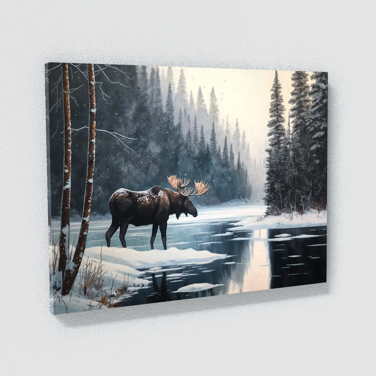 Moose Realistic Snowy 15 Wall Art