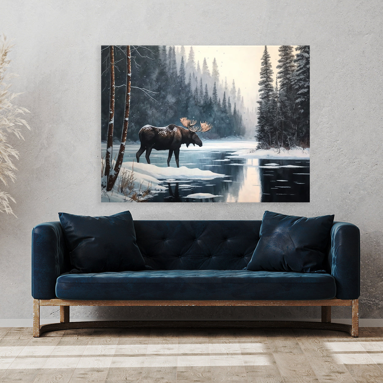 Moose Realistic Snowy 15 Wall Art