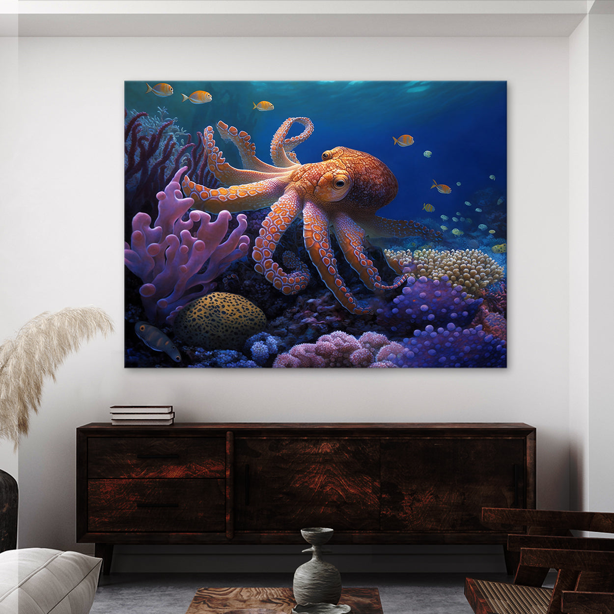 Octopus Realistic Coral Reef 3 Wall Art