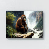 Orangutan Waterfall Realistic 6 Wall Art