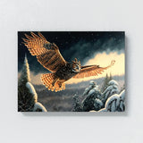 Owl Atmospheric Flying Snowy 21 Wall Art