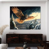Owl Atmospheric Flying Snowy 21 Wall Art
