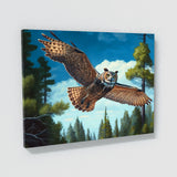 Owl Realistic Flying Forest Blue 13 Wall Art