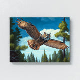 Owl Realistic Flying Forest Blue 13 Wall Art