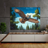 Owl Realistic Flying Forest Blue 13 Wall Art