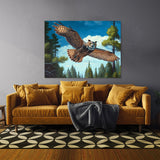 Owl Realistic Flying Forest Blue 13 Wall Art