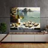 Oyster Ocean White Wine 4 Wall Art