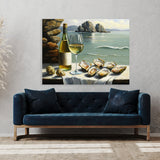 Oyster Ocean White Wine 4 Wall Art