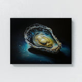 Oyster Shell Blue Background 7 Wall Art